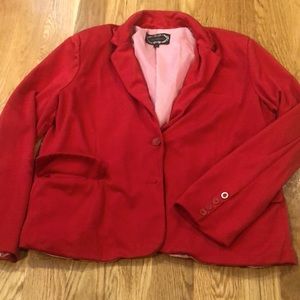 Red work blazer.